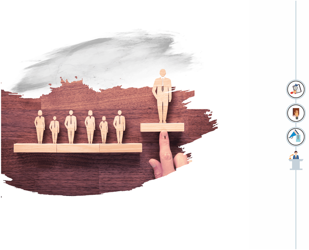Figures arranged on a balance representing opinion measurement