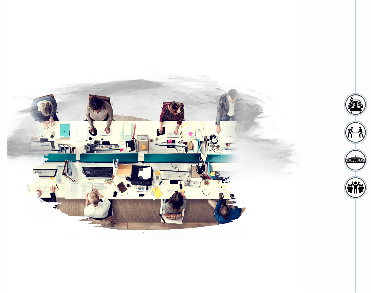 A campaign command centre team coordinating from above